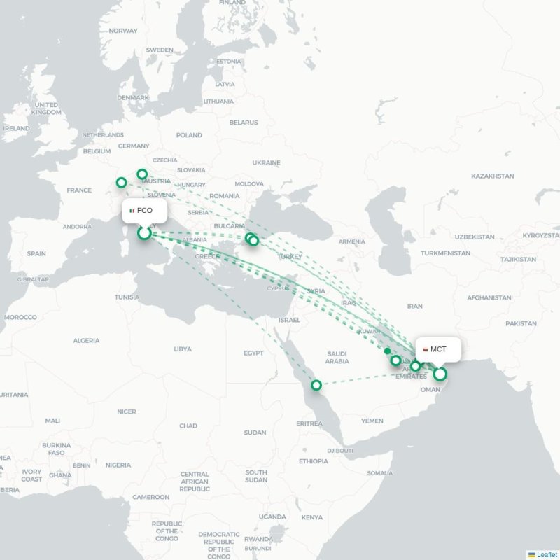 FCO - MCT route map