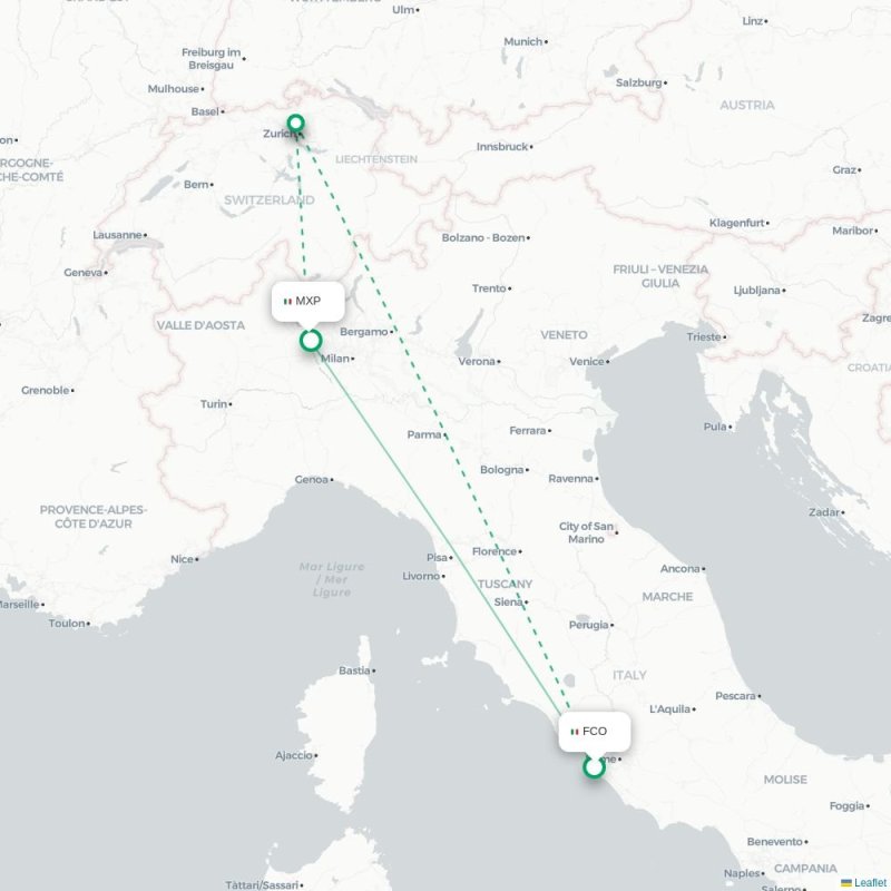 FCO - MXP route map
