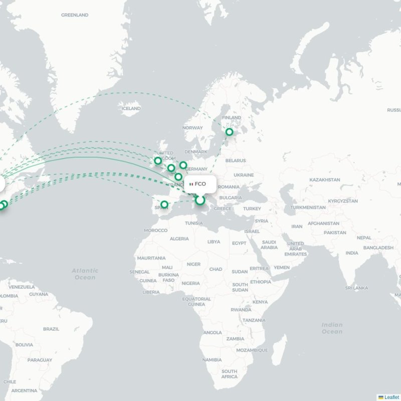 FCO - ORD route map