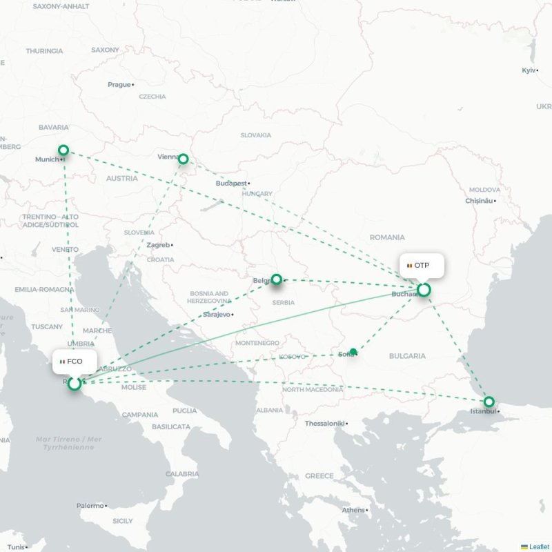 FCO - OTP route map