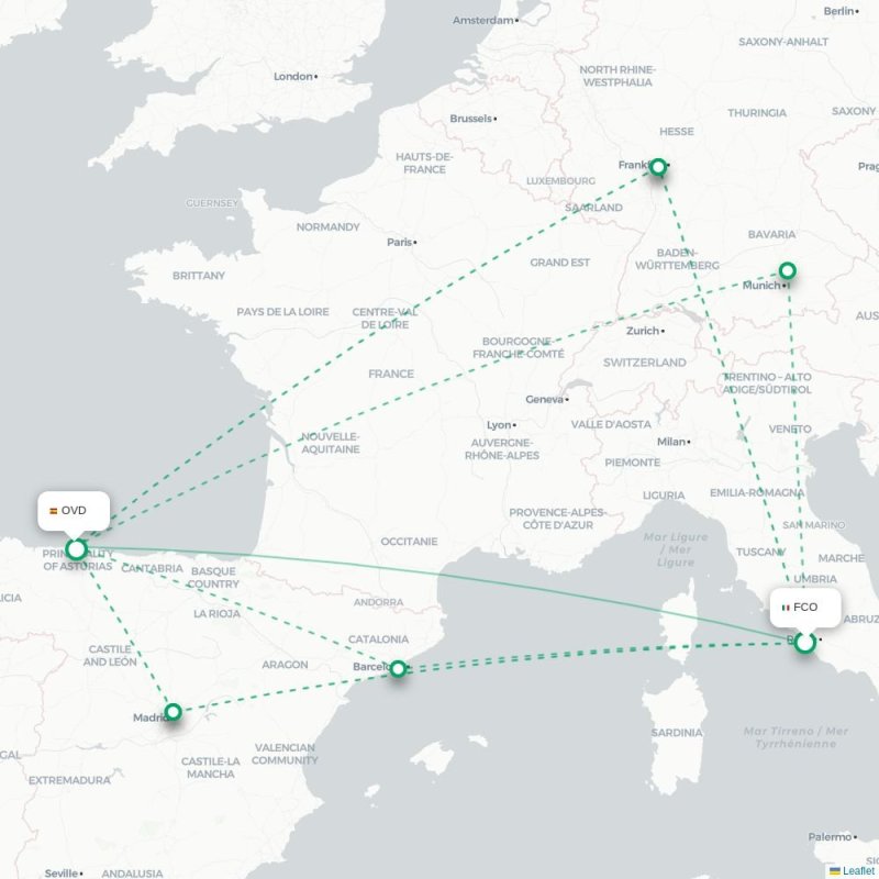 FCO - OVD route map