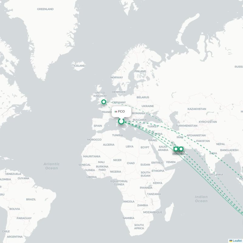 FCO - PER route map