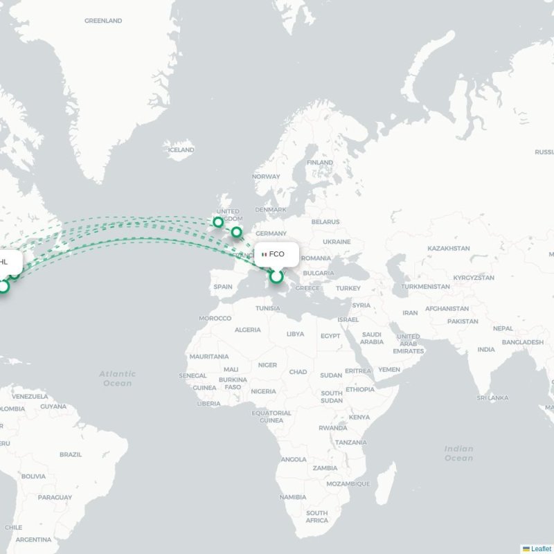 FCO - PHL route map