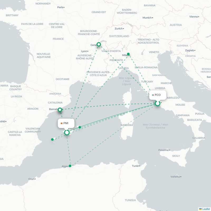 FCO - PMI route map