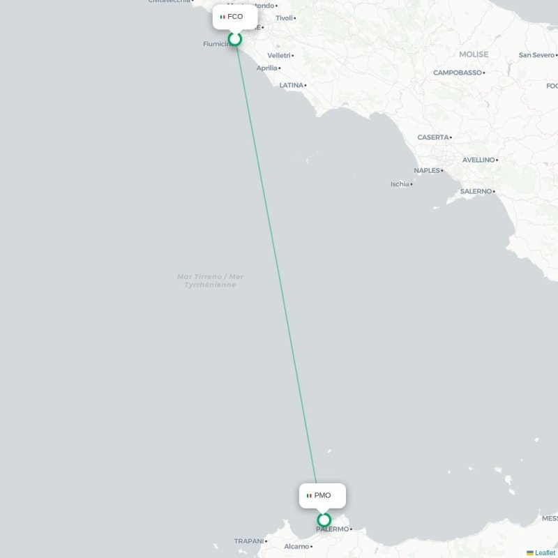 FCO - PMO route map