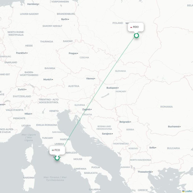 FCO - RDO route map
