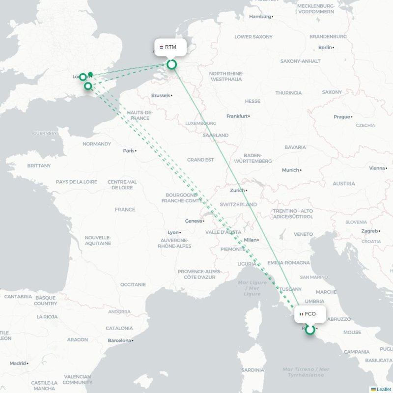 FCO - RTM route map