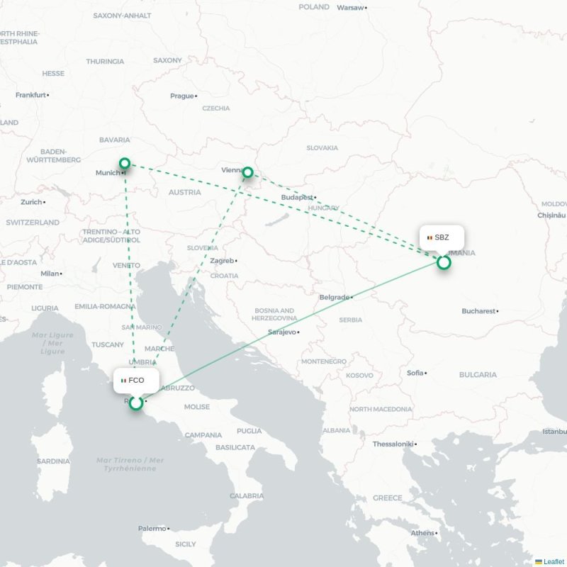 FCO - SBZ route map