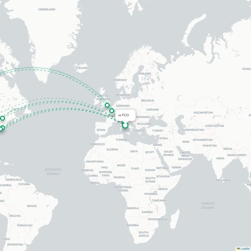 FCO - SFO route map