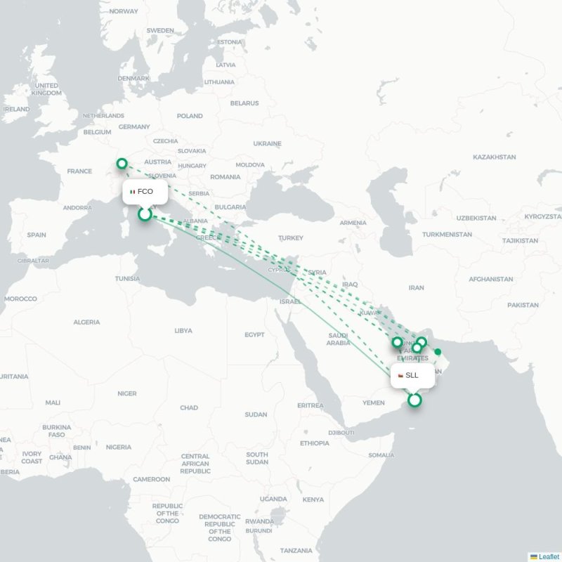 FCO - SLL route map