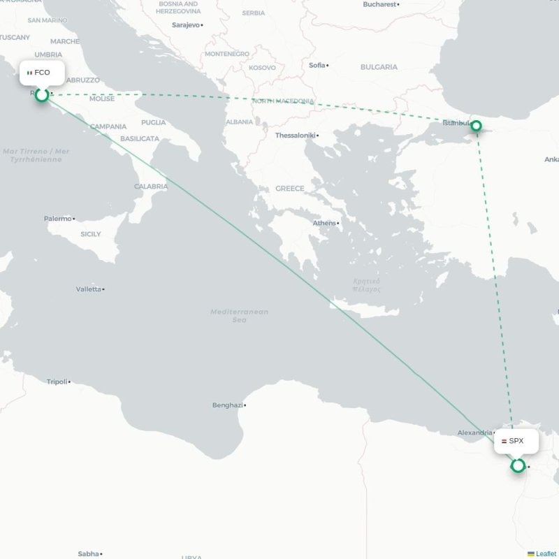 FCO - SPX route map