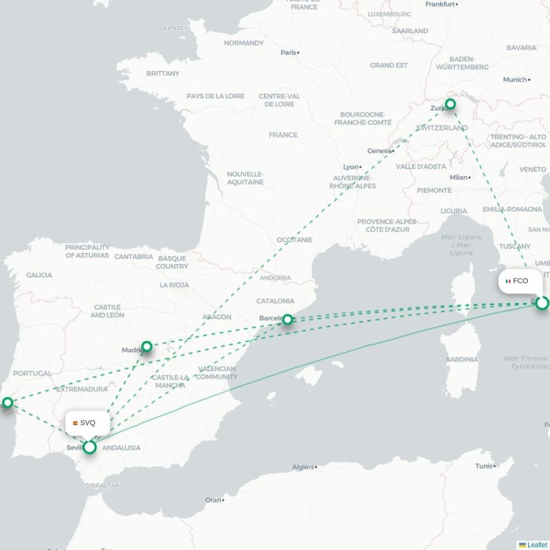 FCO - SVQ route map