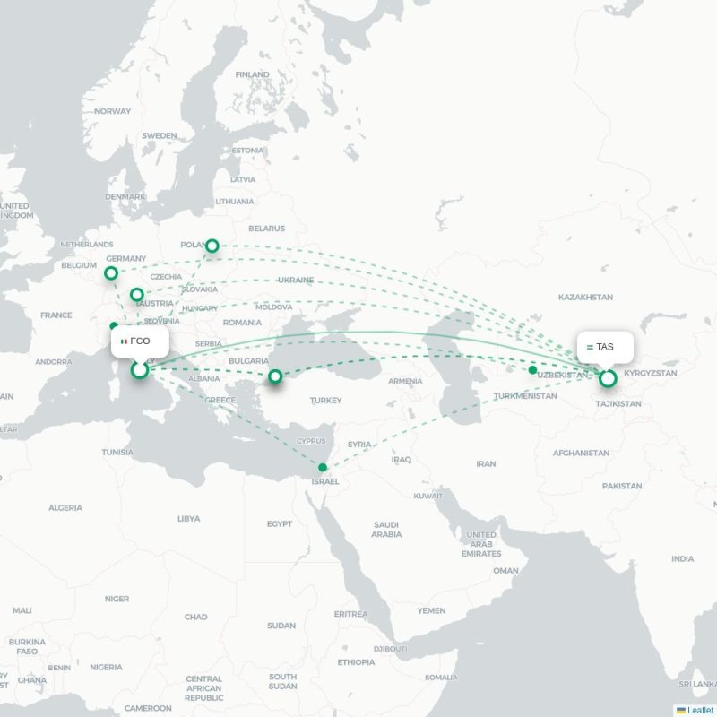 FCO - TAS route map