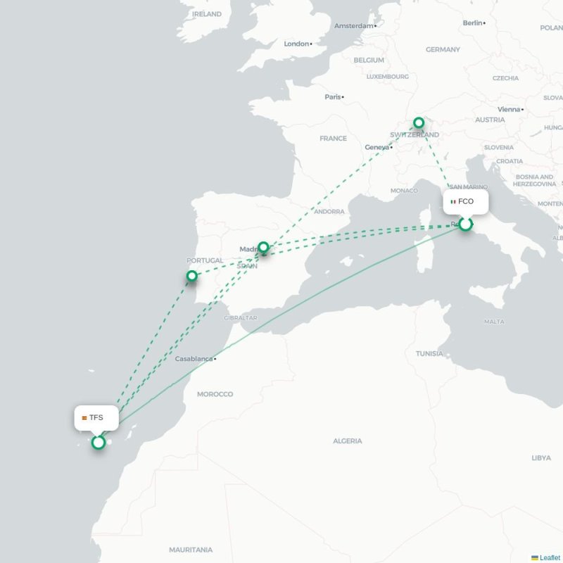FCO - TFS route map