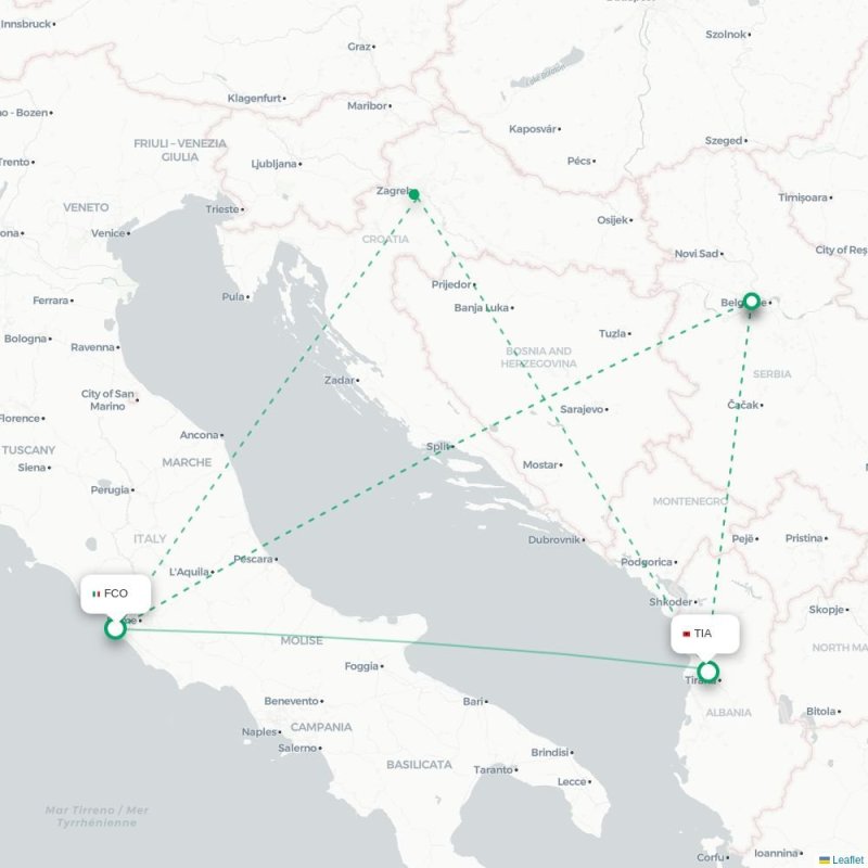 FCO - TIA route map