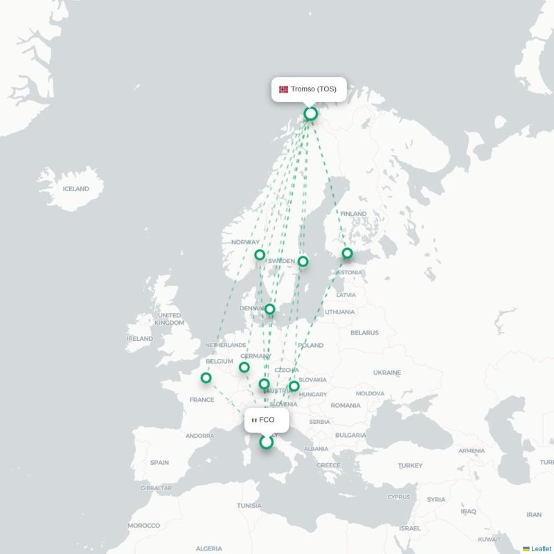 FCO - TOS route map