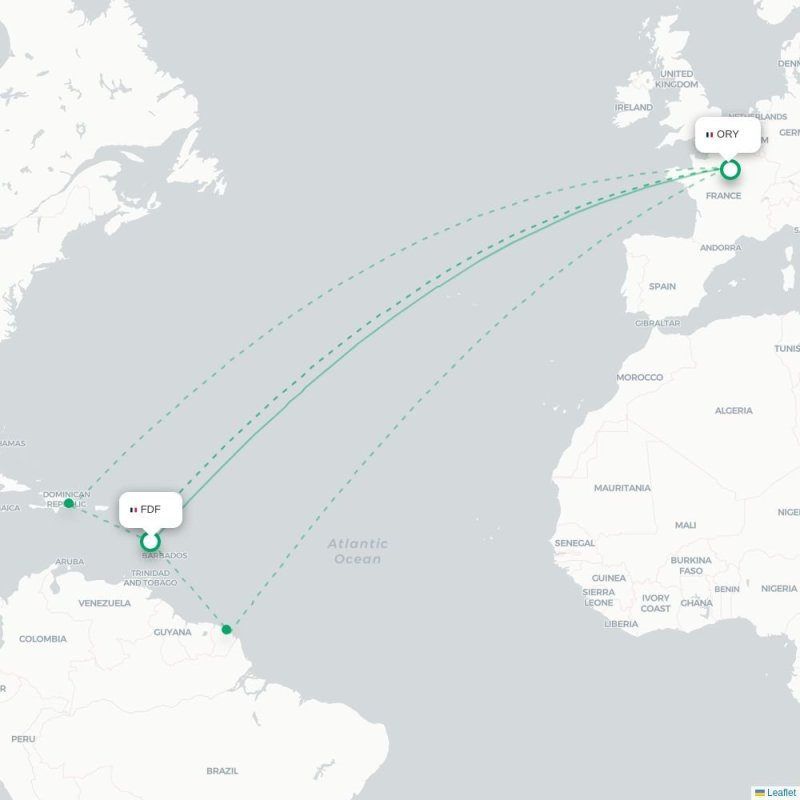 FDF - ORY route map