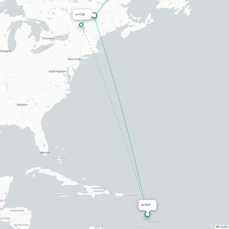 FDF - YQB route map