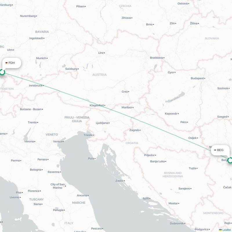 FDH - BEG route map