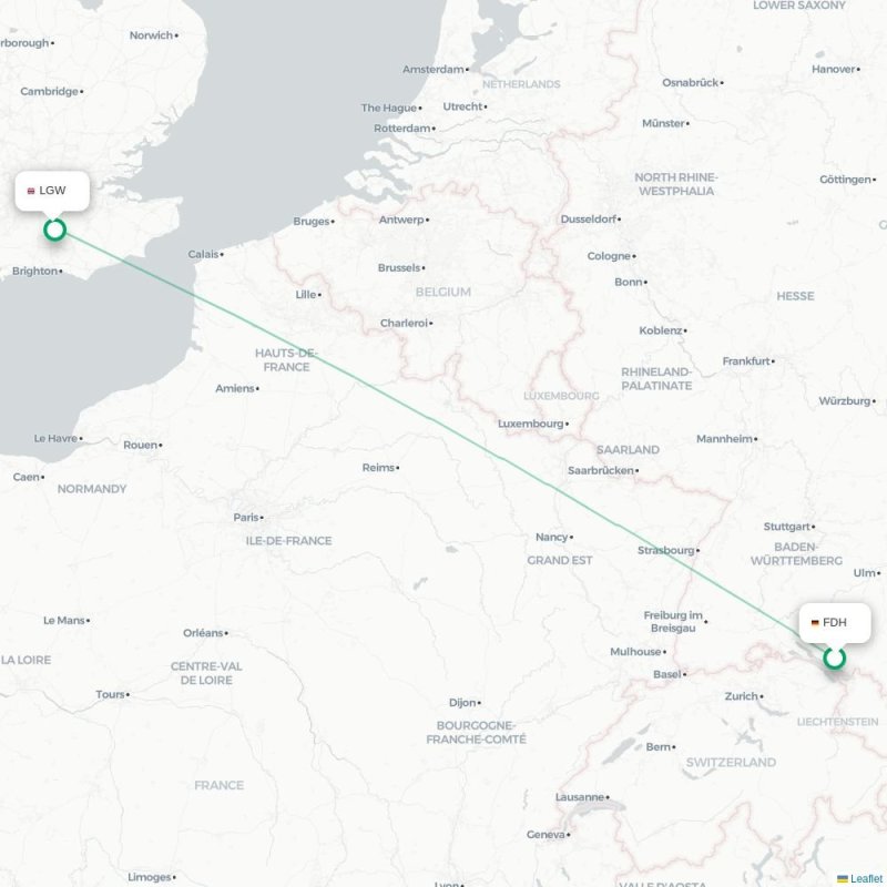 FDH - LGW route map