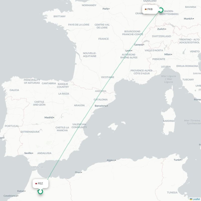 FEZ - FKB route map