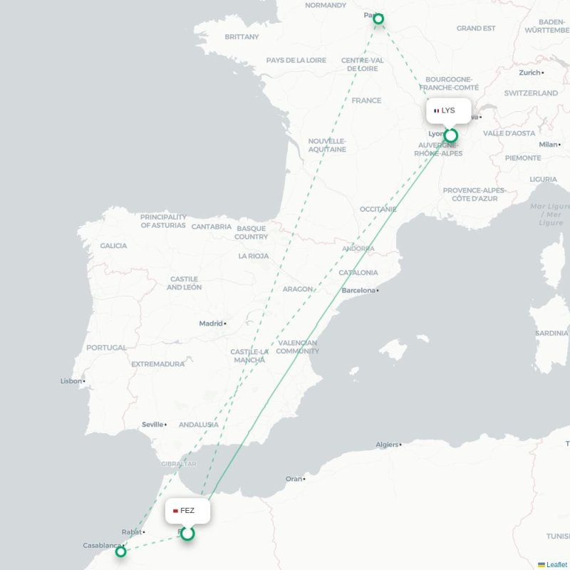 FEZ - LYS route map