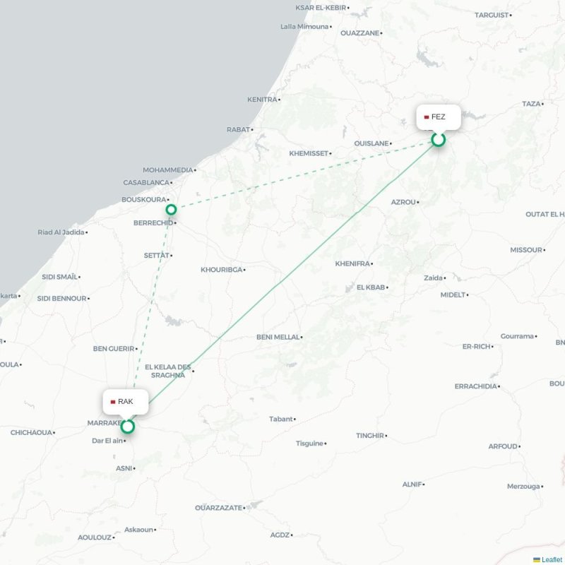 FEZ - RAK route map