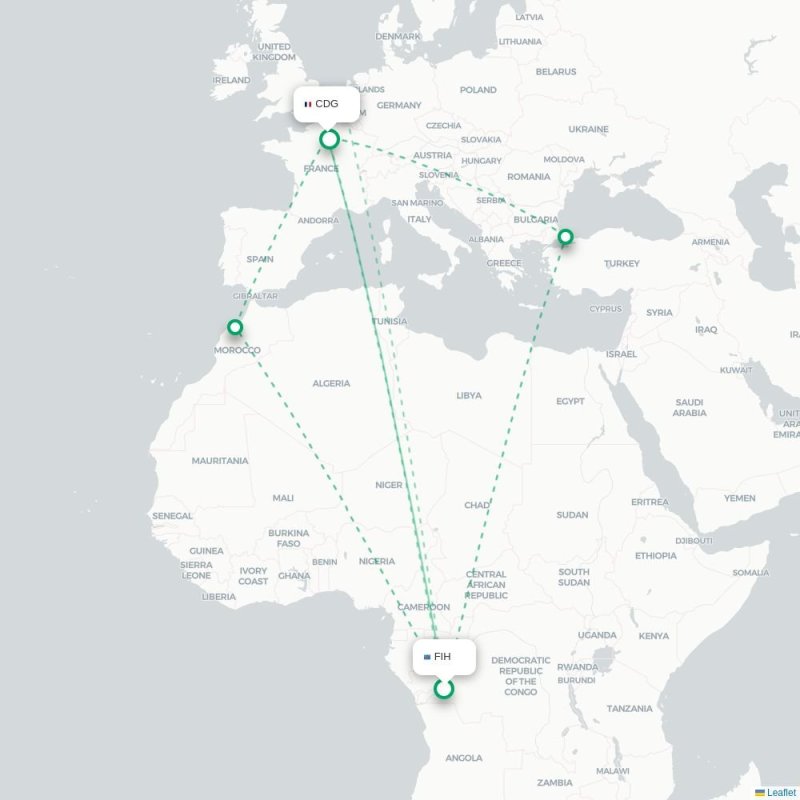 FIH - CDG route map