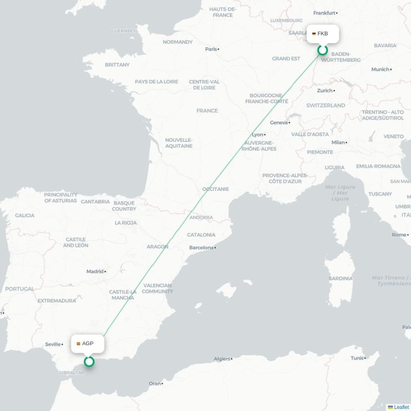 FKB - AGP route map