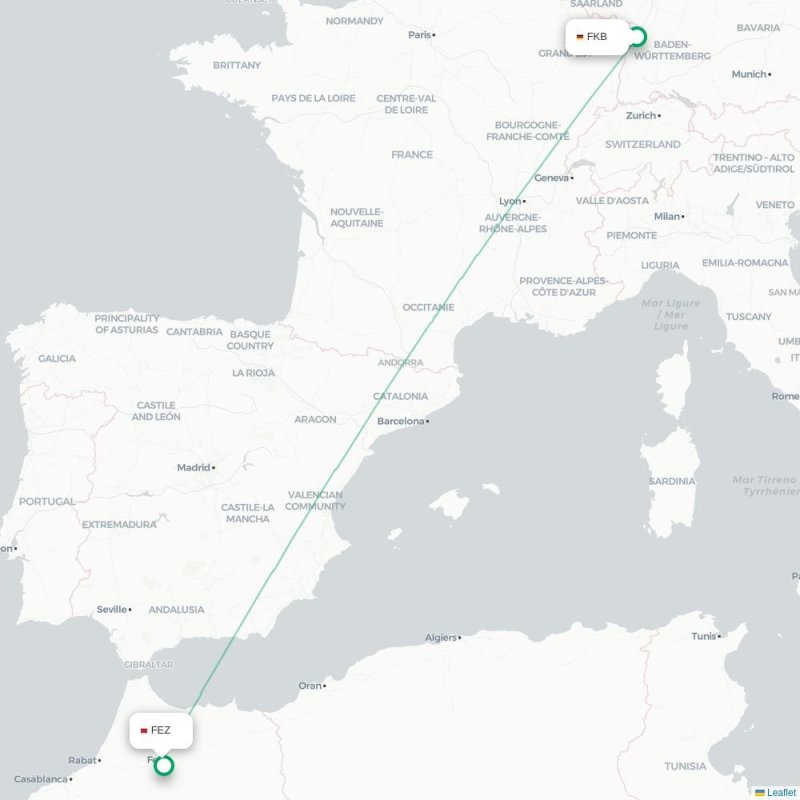 FKB - FEZ route map