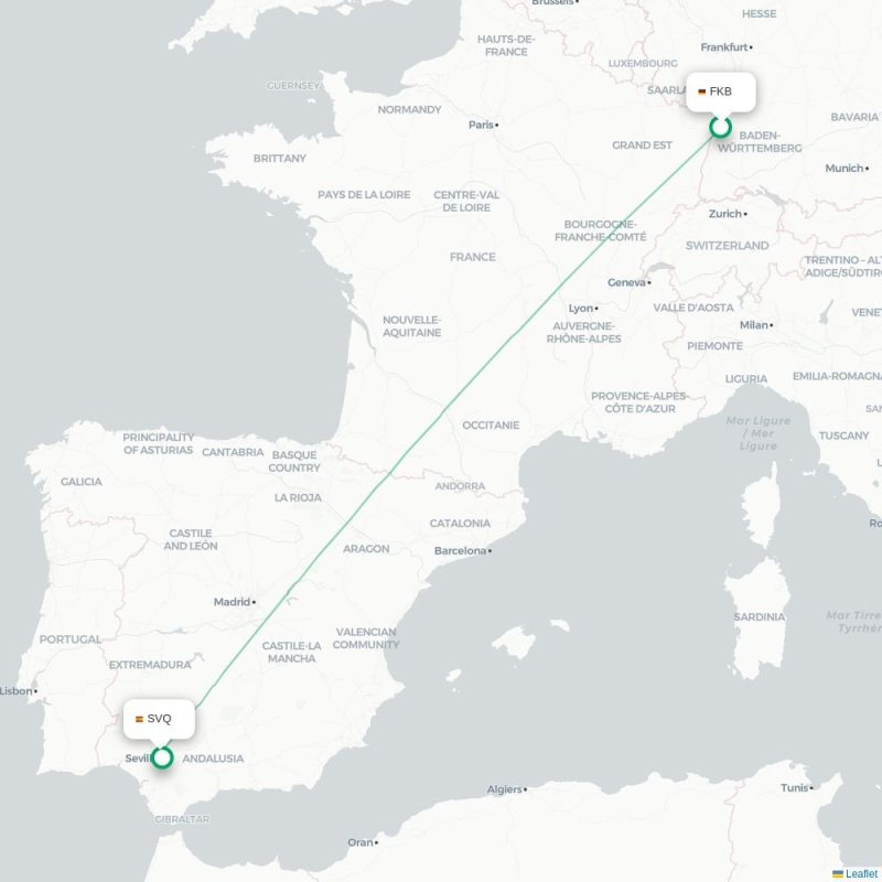FKB - SVQ route map