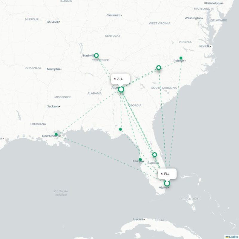 FLL - ATL route map