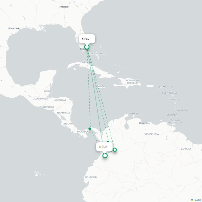 FLL - CLO route map