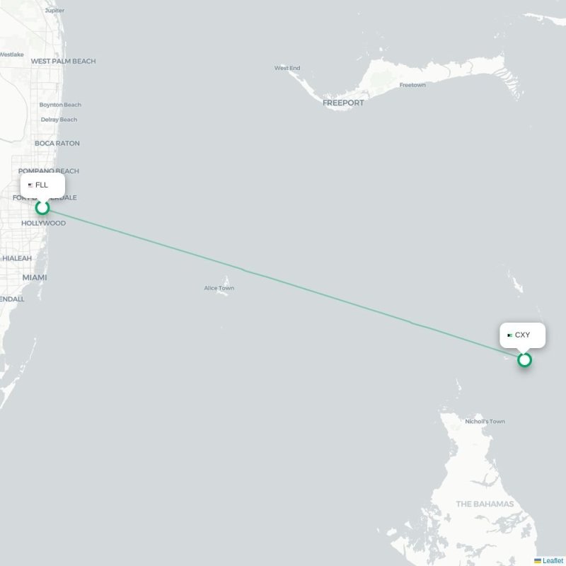 FLL - CXY route map