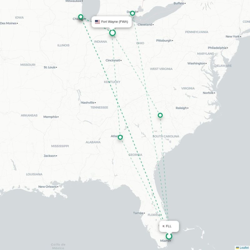 FLL - FWA route map