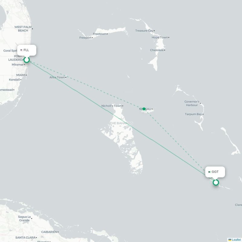 FLL - GGT route map