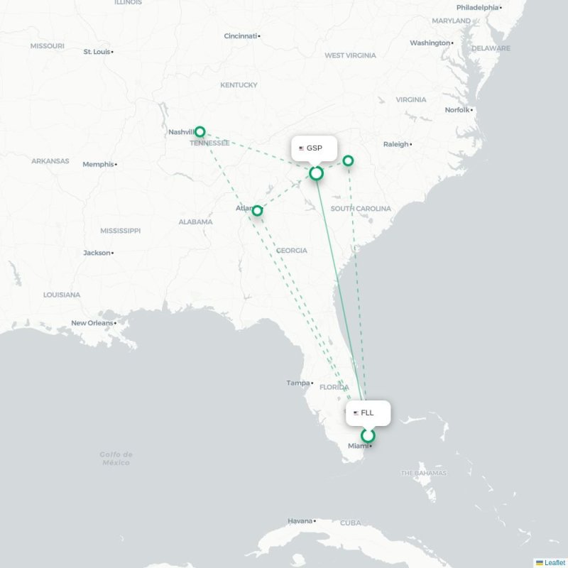 FLL - GSP route map