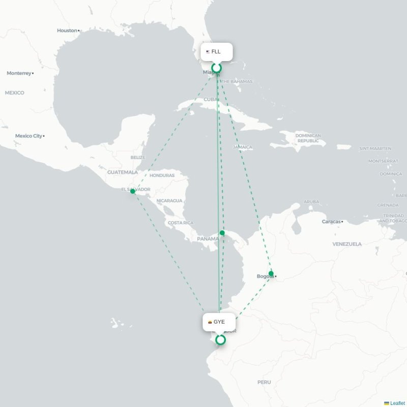 FLL - GYE route map