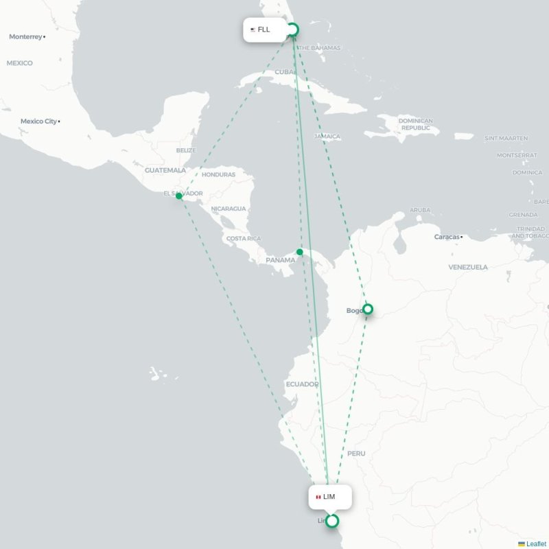 FLL - LIM route map