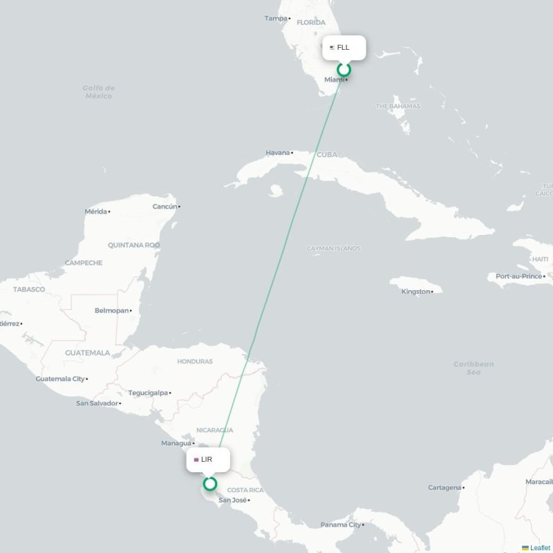FLL - LIR route map