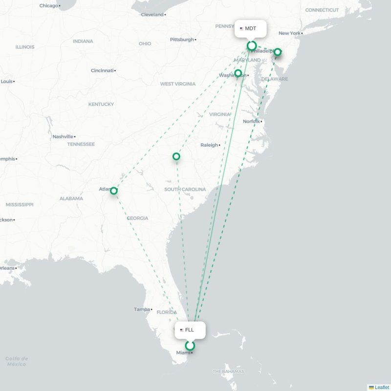 FLL - MDT route map
