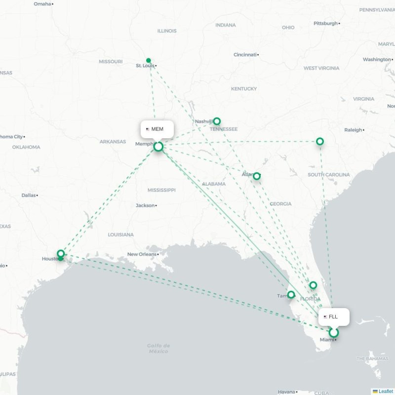 FLL - MEM route map