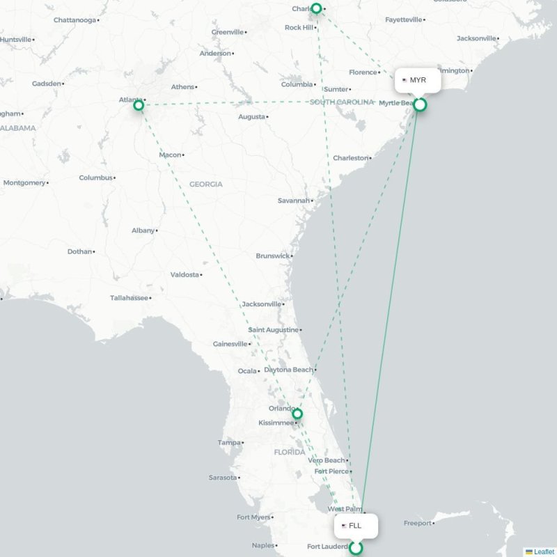 FLL - MYR route map