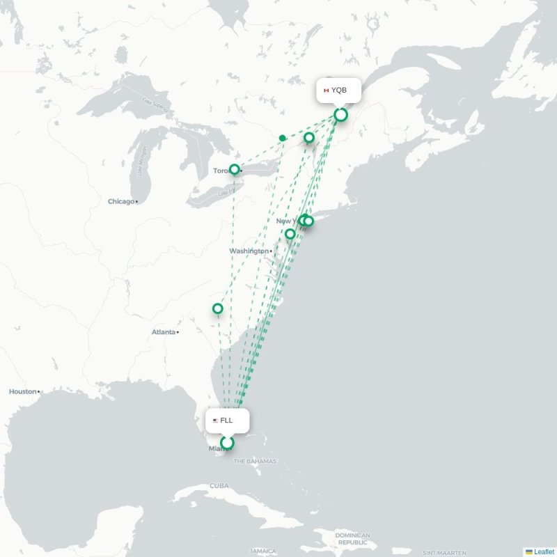 FLL - YQB route map