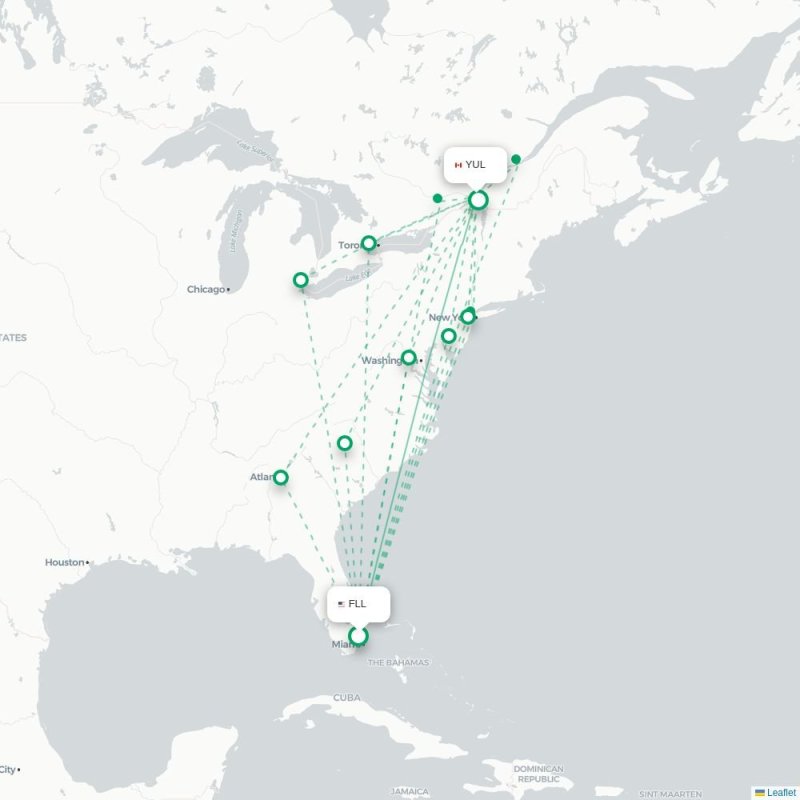 FLL - YUL route map