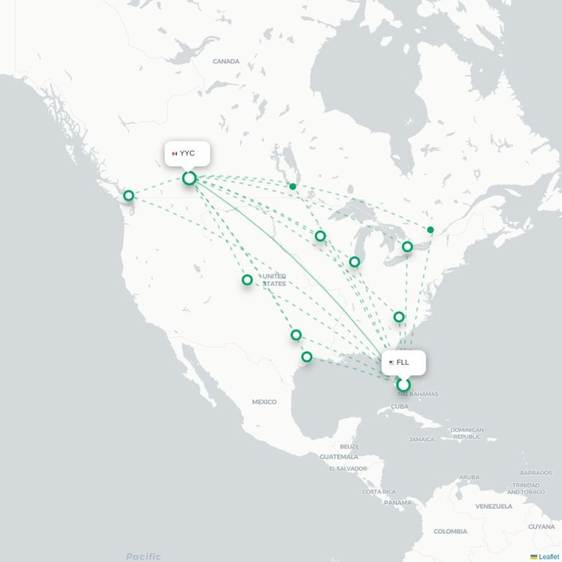 FLL - YYC route map