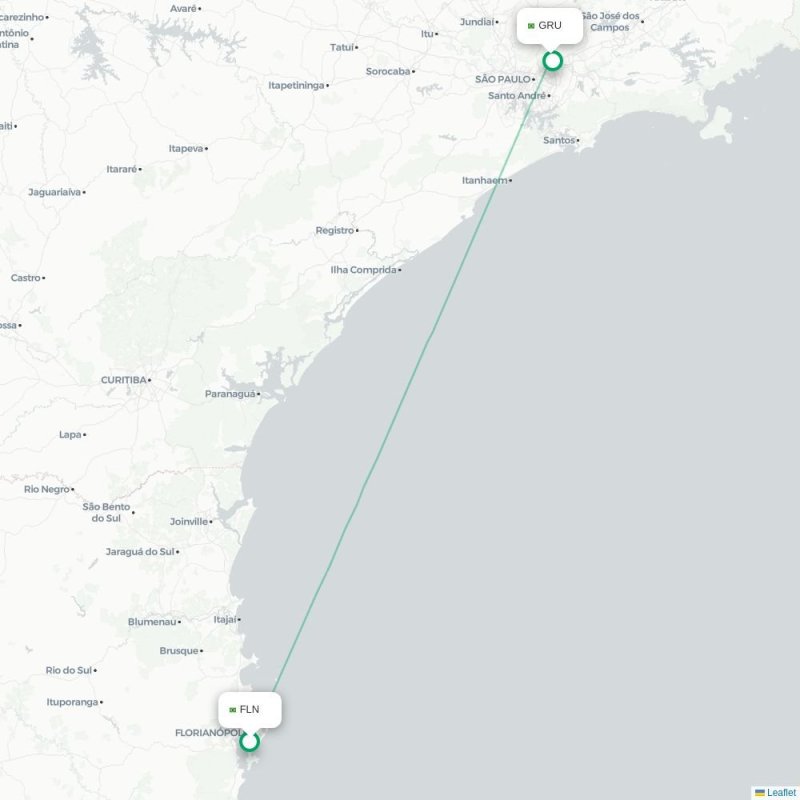 FLN - GRU route map