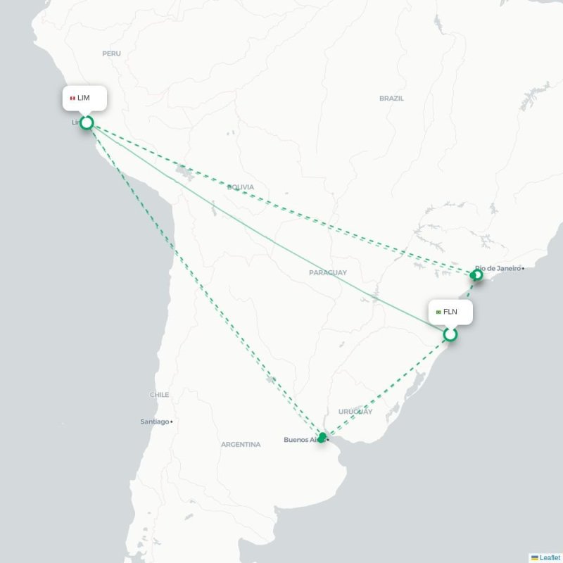 FLN - LIM route map
