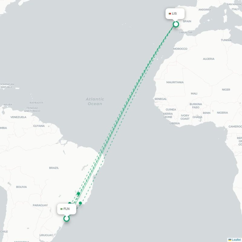 FLN - LIS route map