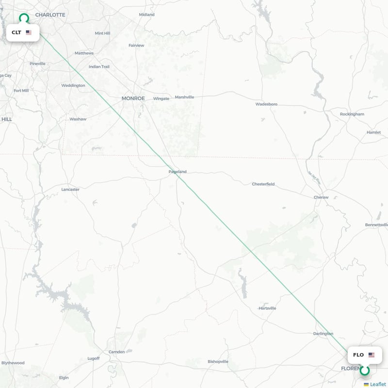 Route map Florence  FLO airport
